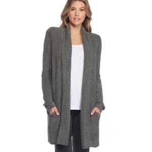Barefoot Dreams | Women’s Montecito Cardigan Heathered Loden Charcoal Grey Long